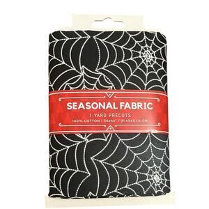 1 Yard Cut Fabric Halloween Spiderwebs Black White 100% Cotton Spooky 36x44”